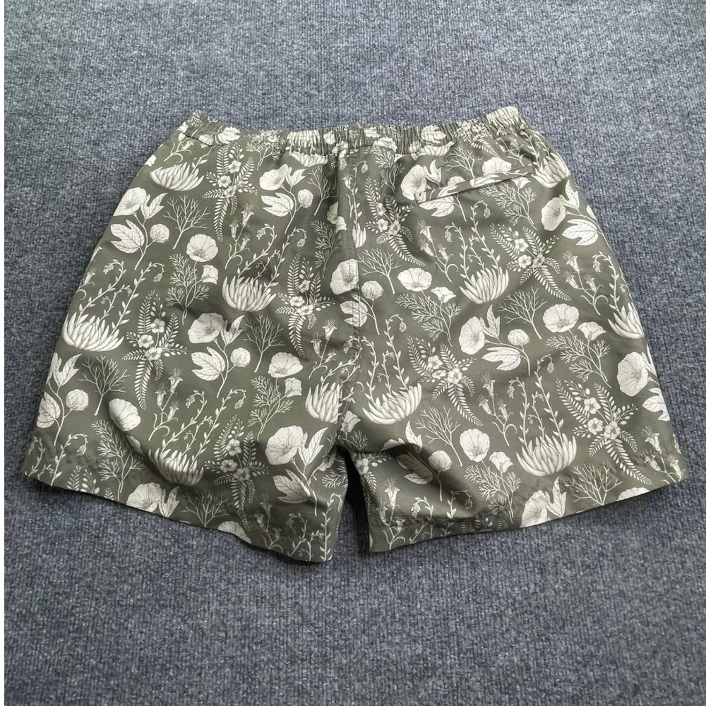 Sunspel Swim Shorts Mens Large Green Botanical Floral Print Recycled Trunk